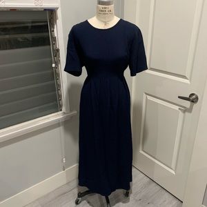 Navy Pleated Maxi Dress MEDIUM